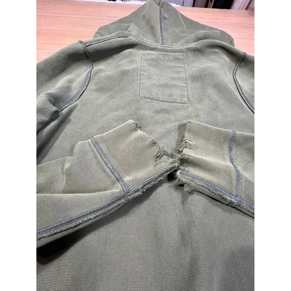 Abercrombie & Fitch Mens VTG Zip Hoodie Green Distressed AF‎ 92 Applique Medium